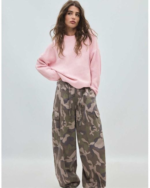 Stradivarius Zachte Basic Gebreide Trui in het Pink