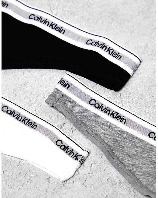 Calvin Klein Gray Modern Logo 3 Pack Thong