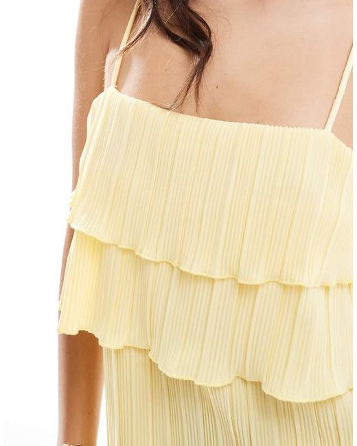 Pieces Metallic Plisse Cami Dress With Tiered Ruffle Top Detail