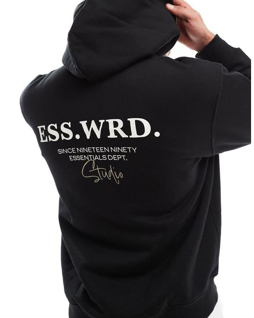 Jack & Jones Super Oversized T-Shirt Met Studio-Print Op De Achterkant Van 400Gsm Zware Stof in het Black voor heren