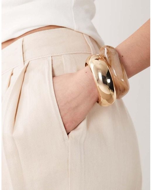 New Look Natural Twill Pleated Wide Leg Pants