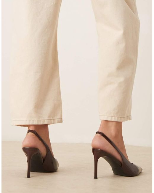 Zapatos Marrón Destalonados De Tacón De Aguja Medio Spicy De ASOS de color Natural