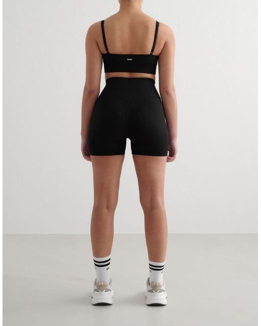 Aim'n Black Ribbed Seamless Deep Cut Bra