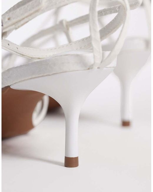 ASOS White Hideaway Ring Detail Strappy Kitten Heeled Sandals