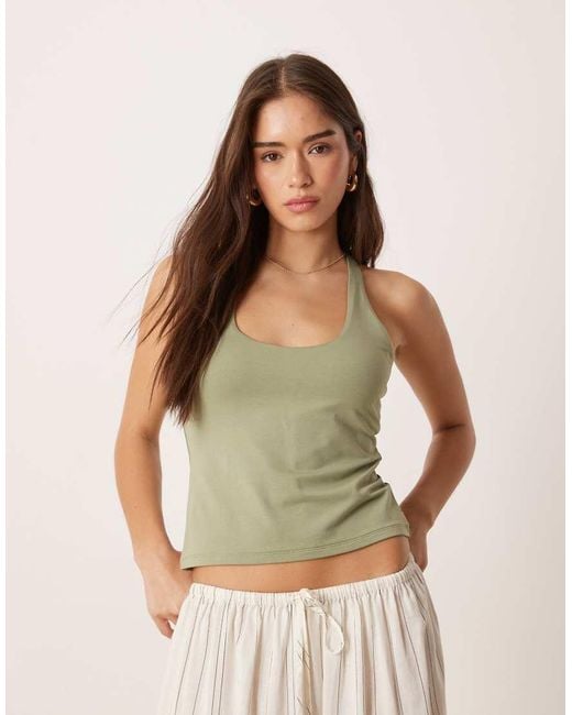 Abercrombie & Fitch Natural Scoop Neck Racerback Tank Top