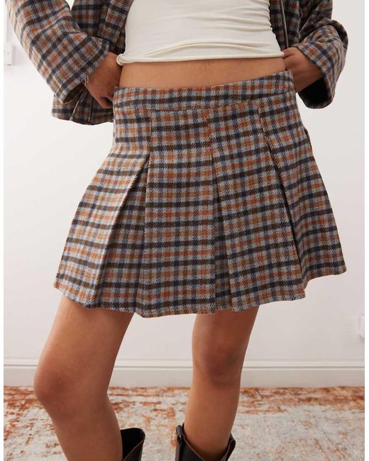 Reclaimed Vintage Natural Pleated Mini Skirt Co-ord