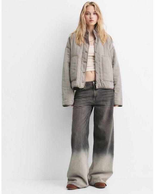 Giacca Oversize Trapuntata Pallido di Pull&Bear in Gray