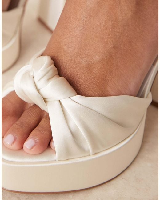 ASOS Natural Nikita Knotted Platform Block Heeled Sandals