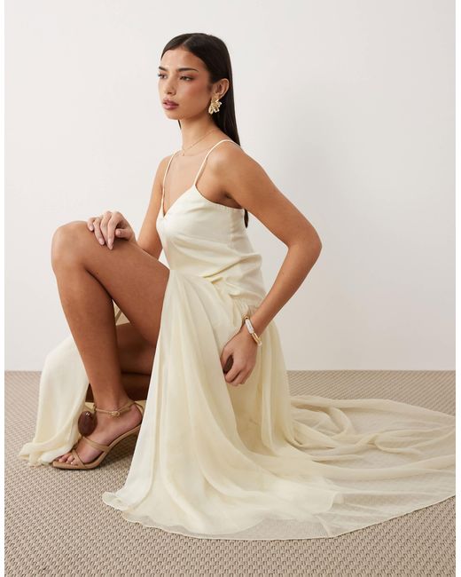 long v neck open back chiffon prom dress and short spaghetti straps Size:Med/Lg Emily Ratajkowski Brings the