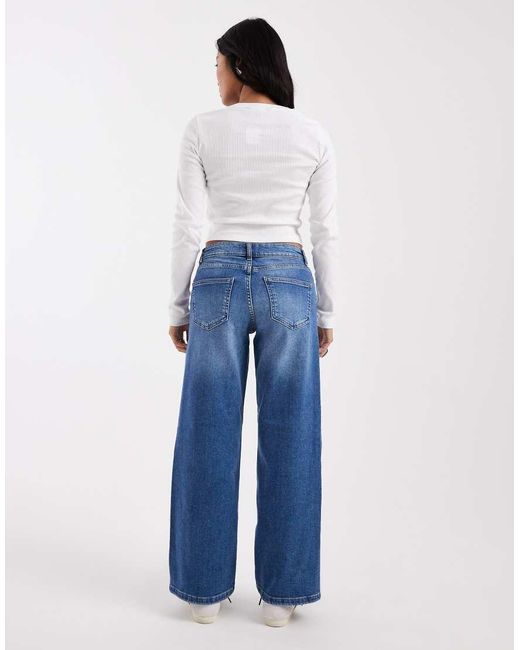 Only Petite Blue Judy Low Rise Wide Leg Jeans