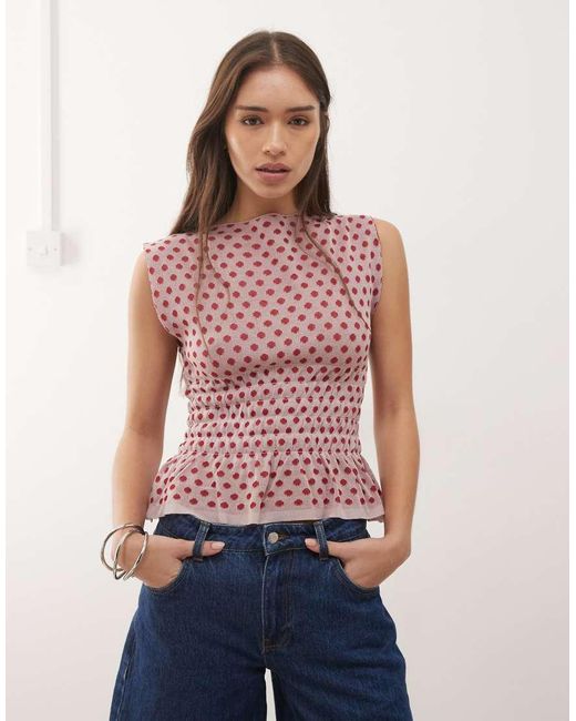 Collusion Polka Dot Shirred Vest Top