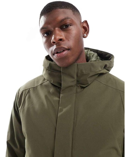 Jack & Jones Green Technical Parka With Padded Lining for men