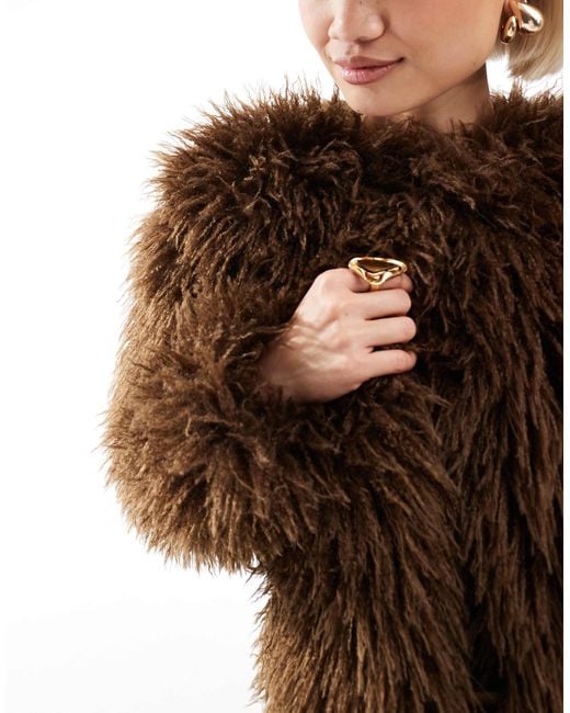 Threadbare Brown Faux Shearling Fur Jacket