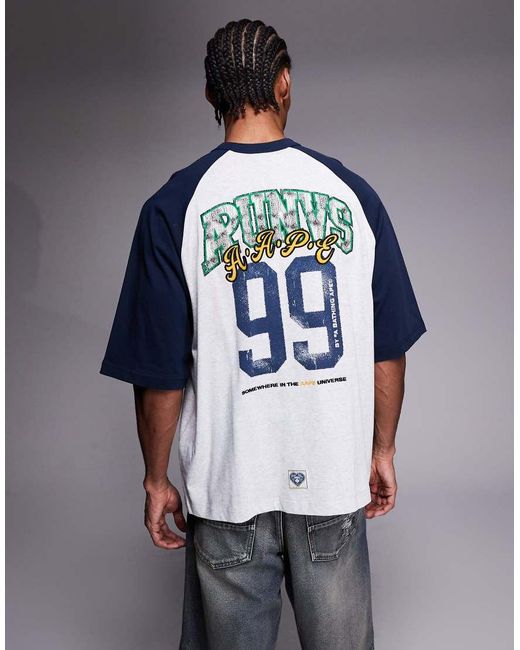 Aape By A Bathing Ape Gray Aape By A Bathing Ape Oversized Raglan T-Shirt for men