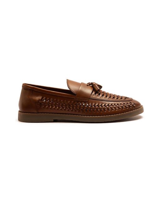 OFF THE HOOK Brown 'Tiger' Loafer Tassel Casual Slip-On Leather Shoes for men