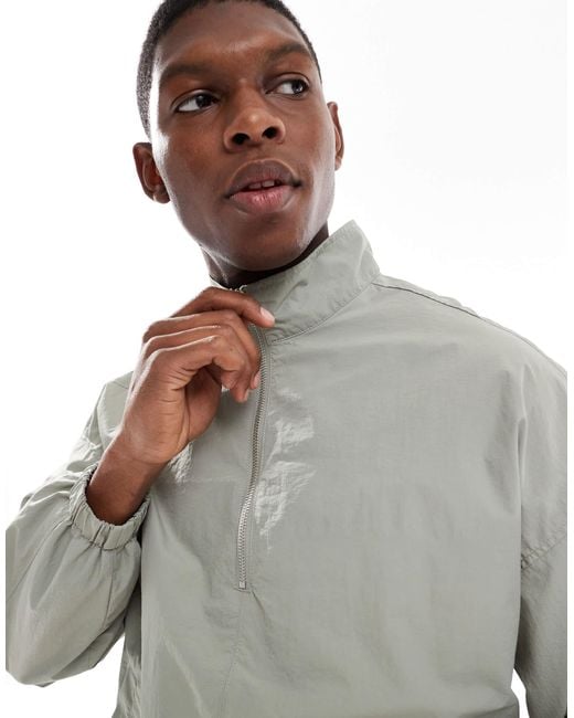 ASOS Gray Ripstop Overhead Track Jacket for men