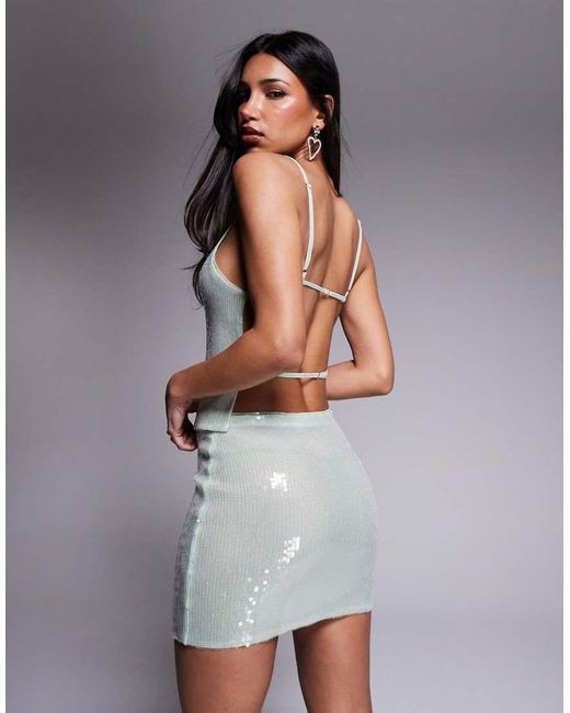 ASOS Gray Co-ord Sequin Backless Cami Top