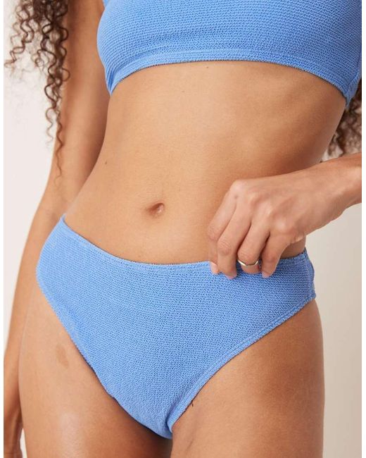 & Other Stories Blue Mix And Match Crinkle High Leg Bikini Bottom