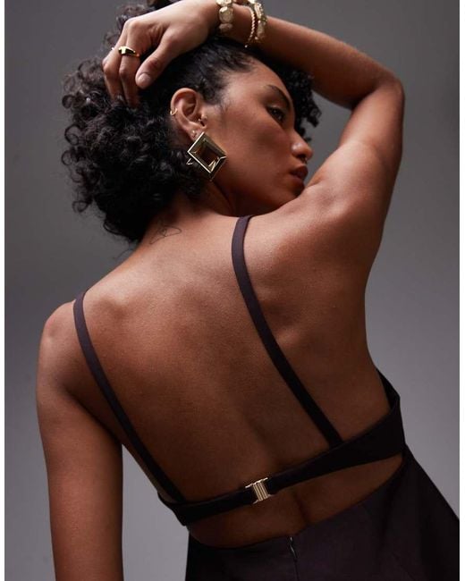 Mango Black Structured Open Back Peplem Hem Top Co-ord