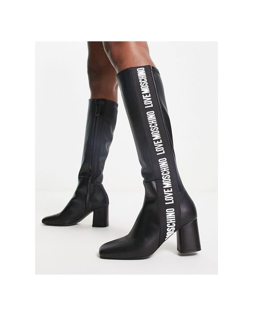 Love Moschino Black Logo Knee Boots