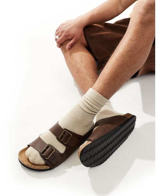 ASOS Brown Two Strap Sandals for men