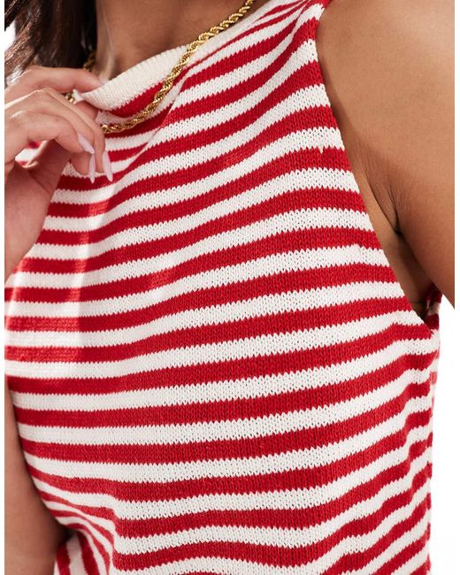 Top Con Cuello Barco De Punto De (Parte De Un Conjunto) ASOS de color Red