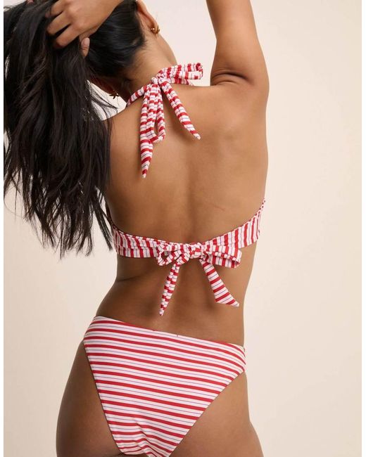 Nobody's Child Red Striped Halterneck Bikini Top