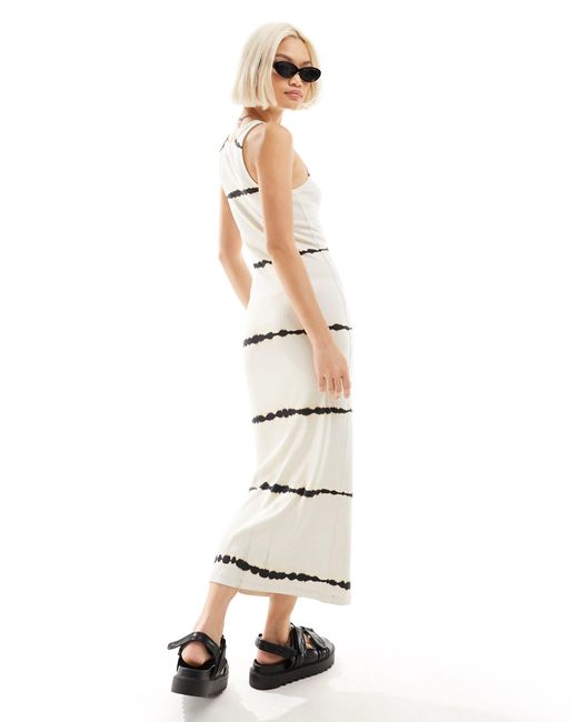 Weekday White Close Tie Dye Fitted Rib Midaxi Dress