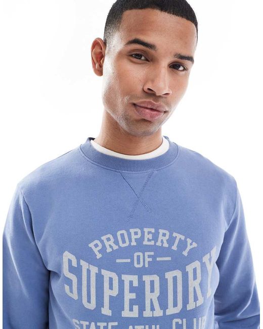 Superdry Blue Athletic Essentials Crew Sweatshirt for men