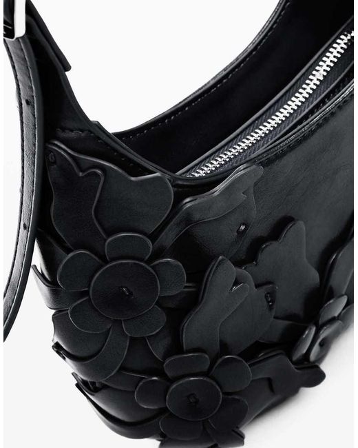 Desigual Black Small Bag With Flower Appliqués