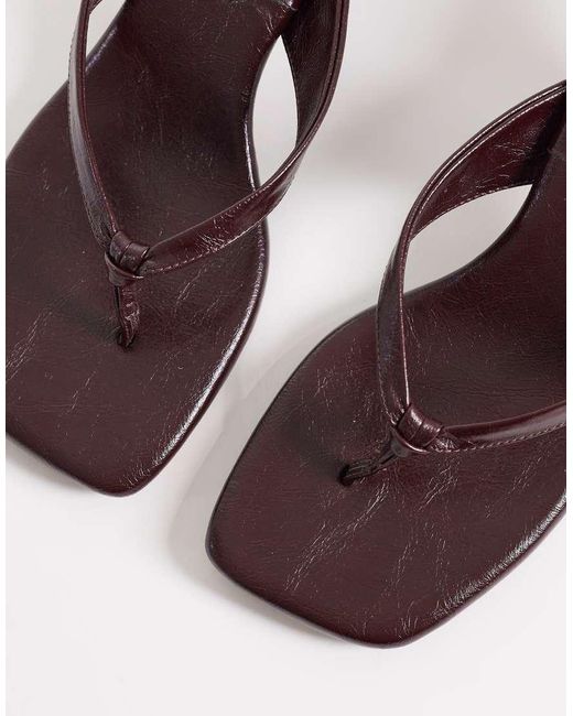 ASOS Brown Havana Toe Thong Kitten Heel Sandals