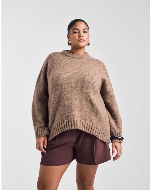 Asos design curve - pull oversize à col ras ASOS en coloris Brown