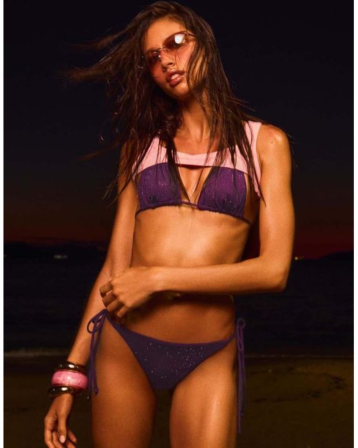 Bershka Orange Strass Triangle Bikini Top