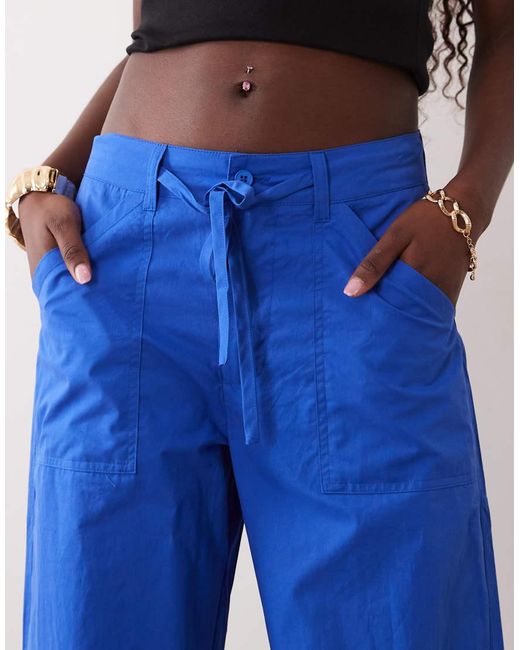 Lioness Blue Venice Tie Waist Pocket Detail Cargo Pants