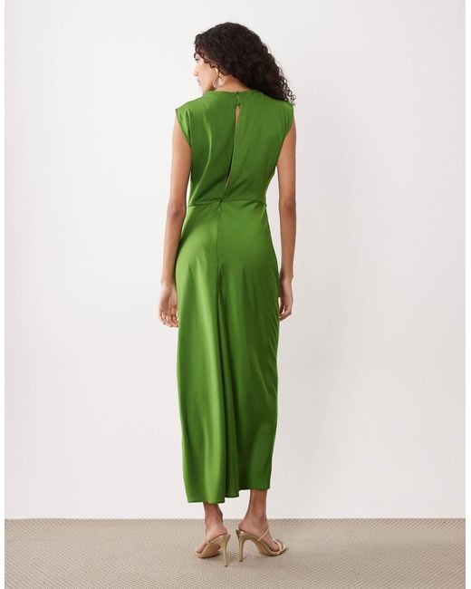 asos midi dress tall ASOS DESIGN Tall cutout waist embellished midi dress in dark khaki