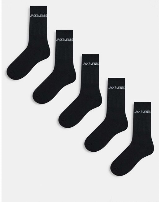 Jack & Jones Metallic 5 Pack Ribbed Logo Socks for men