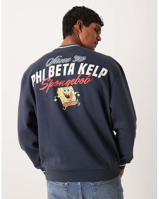 ASOS Blue Relaxed Sweatshirt With Spongebob Prints