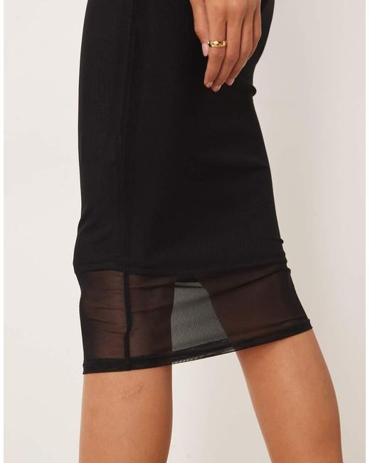 NARRATED Black Bandeau Bodycon Midi Dress