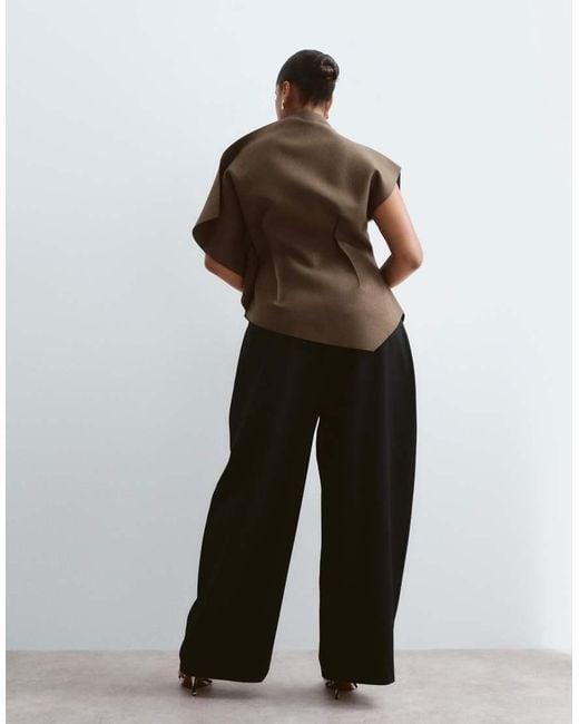 ARRANGE Black Curve Spence Tailored Wool Trouser