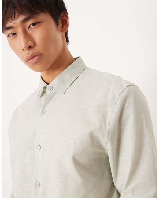ASOS Natural Formal Linen Blend Regular Shirt for men