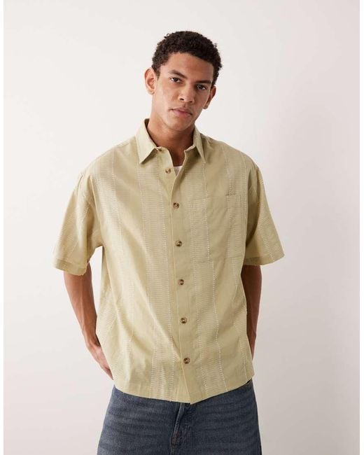 ASOS Natural Oversized Textured Shirt for men