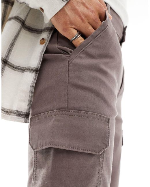 Pantalon cargo ajusté - marron ASOS pour homme en coloris Gray
