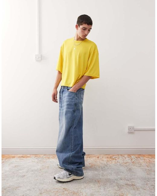 Collusion Air Tex- Recht Sportief T-Shirt Van Luchtige Jersey in het Yellow voor heren