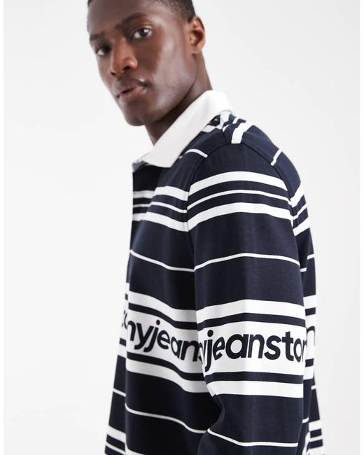 Tommy Hilfiger Blue Branded Relaxed Fit Rugby Shirt for men