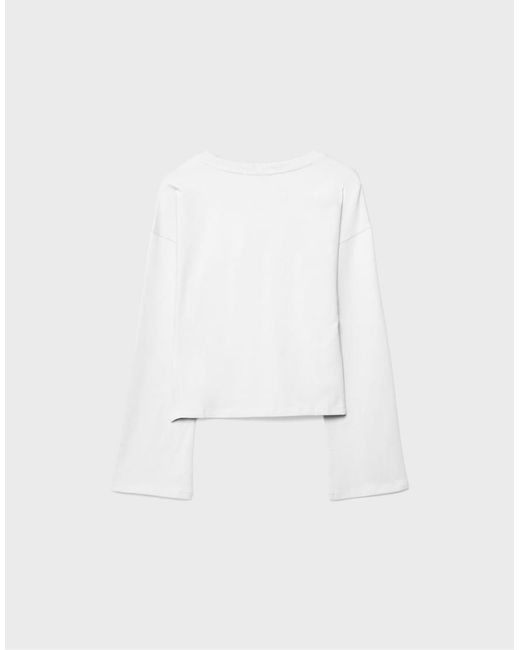 Stradivarius White Kimono Sleeve T-shirt