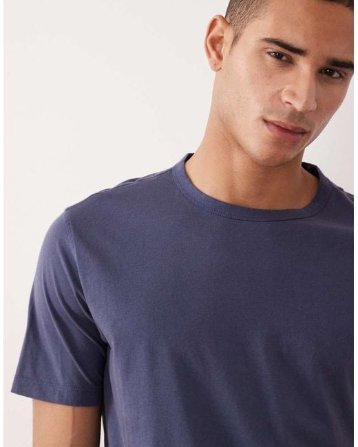 Mango Blue 100% Cotton Relaxed Fit T-shirt for men