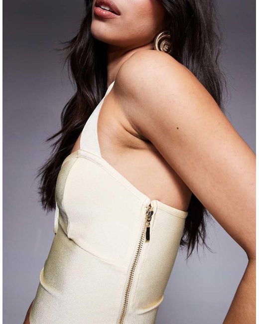 ASOS Blue Bandage Scoop Detail Halter Neck Top