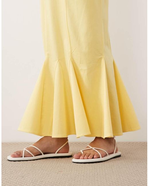 ASOS Yellow Asos Design Tall Scoop Neck Fishtail Godet Maxi Dress