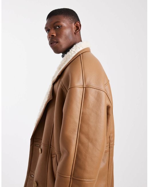 ASOS Brown Oversized Aviator Jacket for men