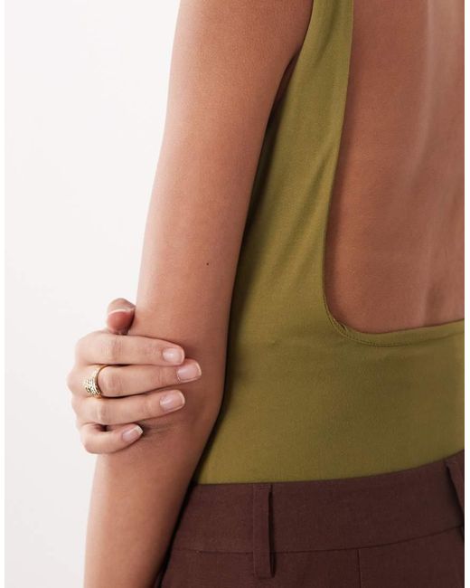Miss Selfridge Purple Sculpted Low Back Bodysuit